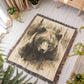 Forest Watcher Woven Blanket – Watercolor Bear in Woodland Mist