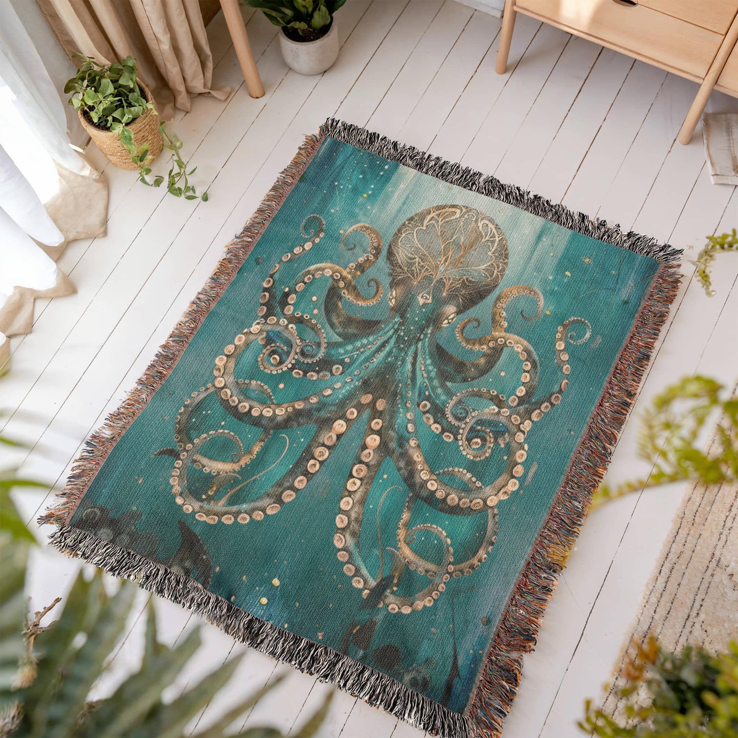 Beaded Look Octopus – Woven Throw Blanket
