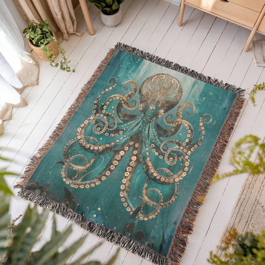 Beaded Look Octopus – Woven Throw Blanket