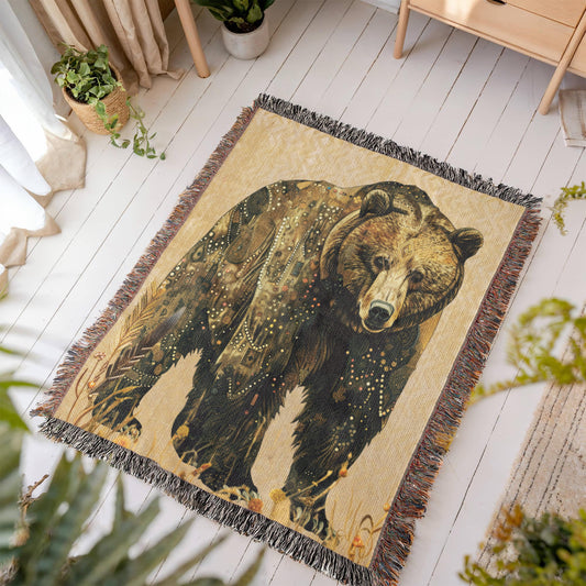 Beaded Look Spirit Bear – Woven Throw Blanket