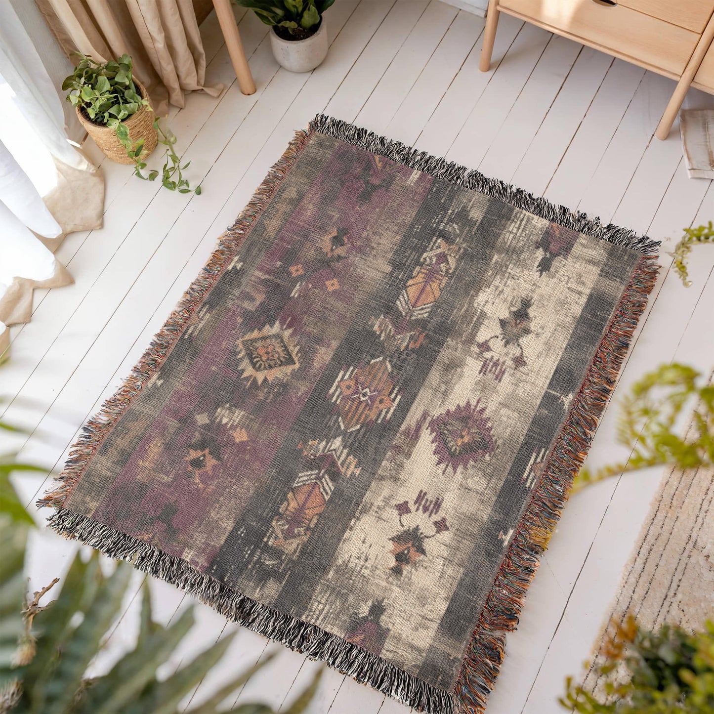 Shadow Mesa Woven Blanket – Tribal Southwest Boho Throw