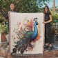 Plumefire Woven Blanket – Watercolor Peacock in Full Display