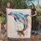Tidewater Woven Blanket – Watercolor Dolphin in Motion
