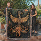 Emberborn Phoenix Blanket – Woven Mystical Firebird Emblem | Fantasy Artifact Decor by Lace & Grit
