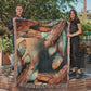 Embossed Feather Blanket – Boho-Inspired Woven Throw | Copper & Teal Artistic Decor by Lace & Grit