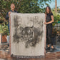 Silent Prowl Woven Blanket – Watercolor Tiger in Mist
