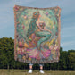 Beaded Look Mermaid Blanket – Woven Ocean-Inspired Throw | Fantasy Mermaid Decor by Lace & Grit