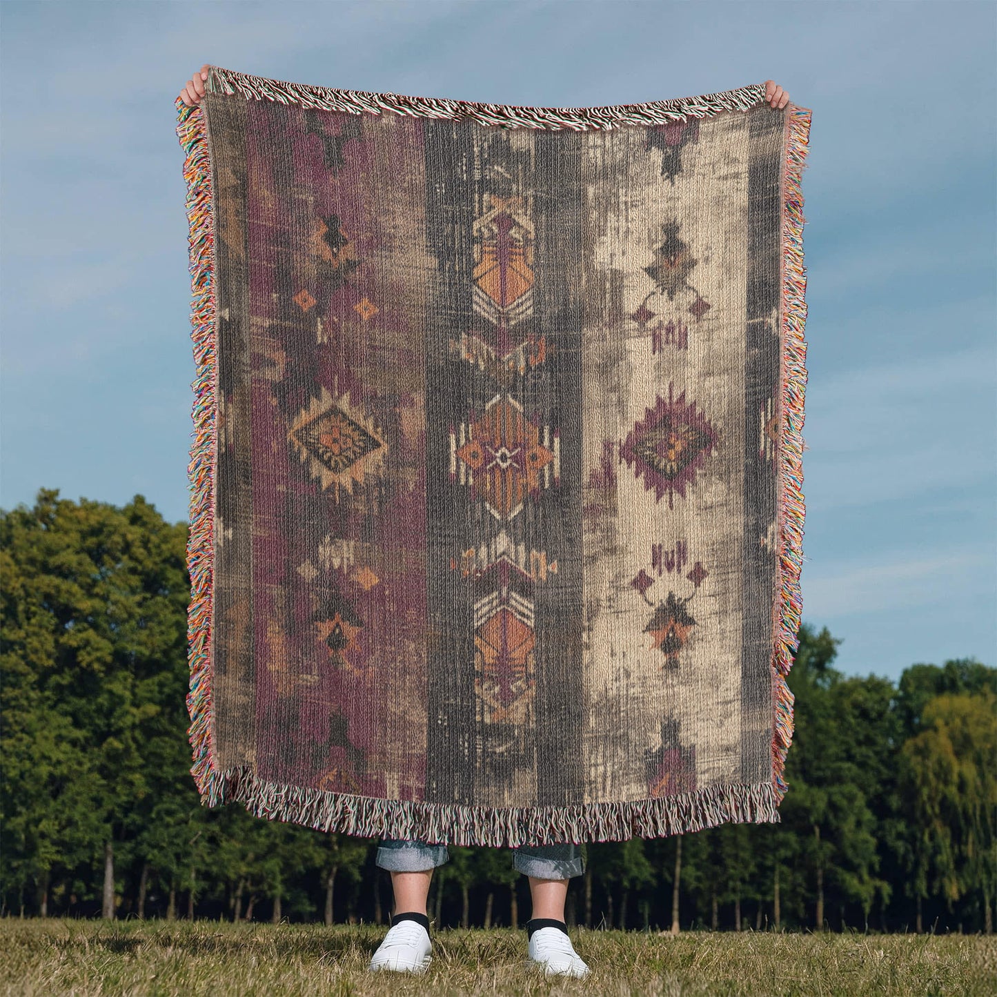 Shadow Mesa Woven Blanket – Tribal Southwest Boho Throw
