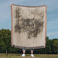 Silent Prowl Woven Blanket – Watercolor Tiger in Mist
