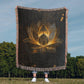 Embossed Lotus Blanket – Golden Woven Throw | Spiritual Boho Decor by Lace & Grit