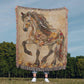 Beaded Spirit Horse Woven Blanket – Boho Western Home Decor