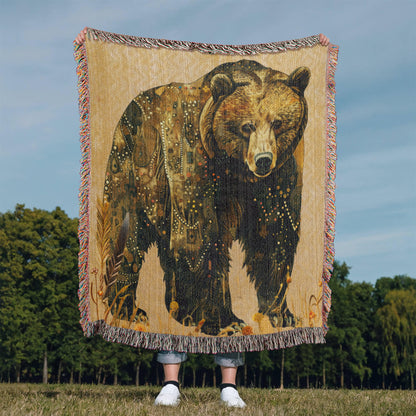 Beaded Look Spirit Bear – Woven Throw Blanket