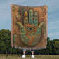 Embossed Hamsa Blanket – Boho Spiritual Woven Throw | Protective Symbol Decor by Lace & Grit