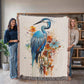 Stillrise Woven Blanket – Watercolor Blue Heron in Reflection