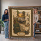 Badger Woven Throw Blanket | Woodland Animal Decor | Cotton Tapestry Throw | Naturalist Journal Gift