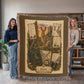 Hare Woven Throw Blanket | Woodland Animal Decor | Cotton Tapestry Throw | Naturalist Journal Gift