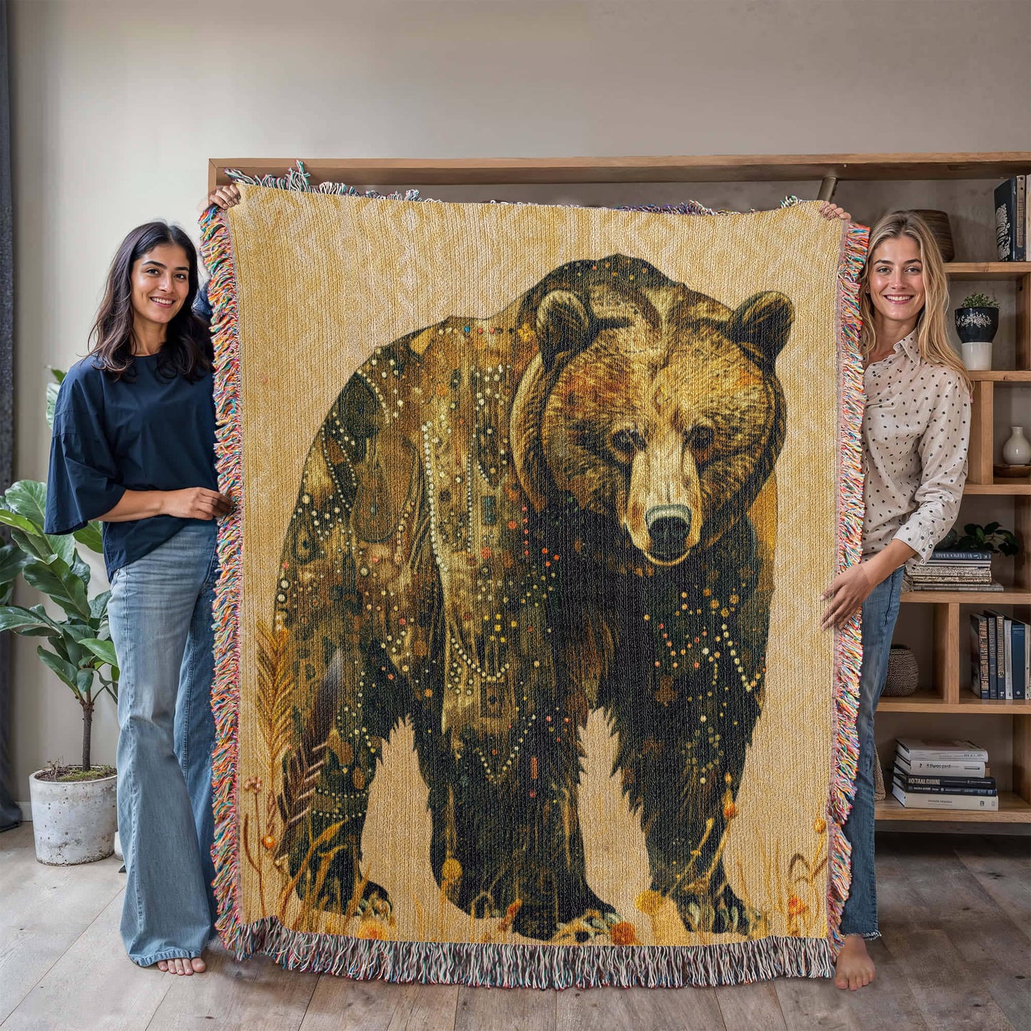 Beaded Look Spirit Bear – Woven Throw Blanket