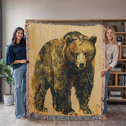Beaded Look Spirit Bear – Woven Throw Blanket