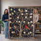Blossom & Birds | Botanical Cardinal Woven Blanket for Cozy Boho Spaces