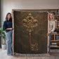 Beaded Look Mystic Key Blanket – Woven Celestial Key of Destiny Throw | Fantasy Decor by Lace & Grit