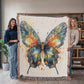 Metamorph Woven Blanket – Watercolor Butterfly in Motion