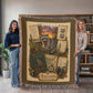 Raccoon Woven Throw Blanket | Woodland Animal Decor | Cotton Tapestry Throw | Naturalist Journal Gift