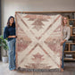 Desert Bloom Woven Blanket – Faded Blush Tribal Boho Throw