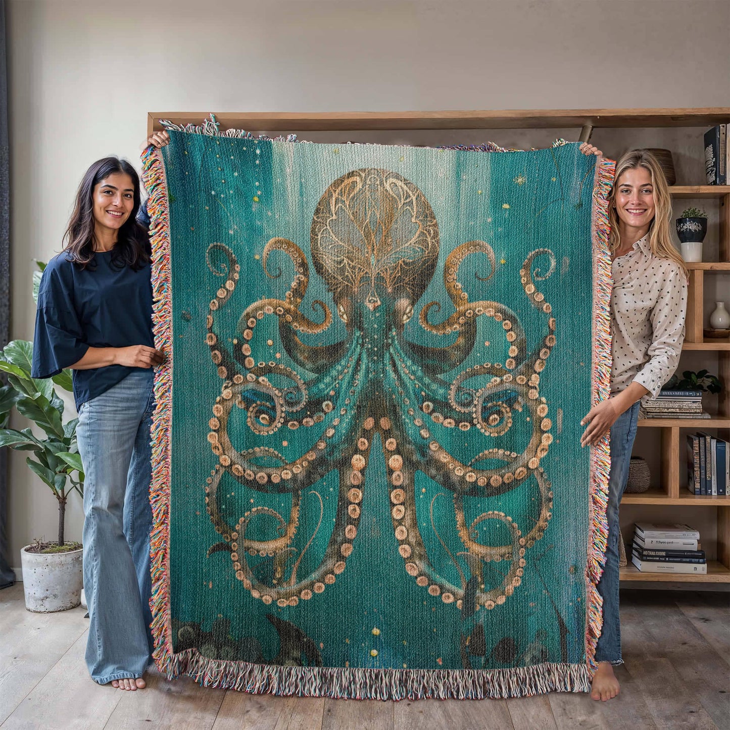 Beaded Look Octopus – Woven Throw Blanket