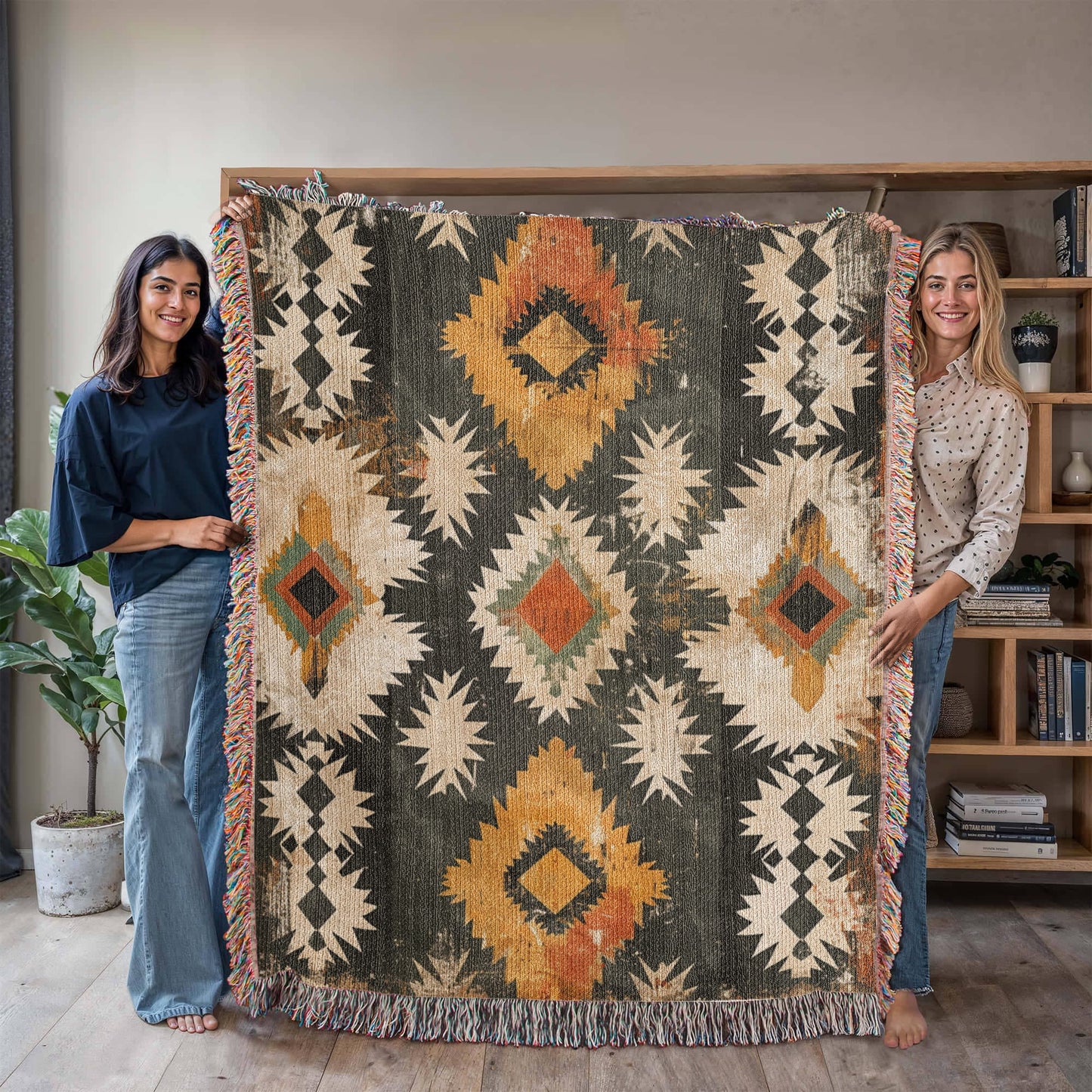 Canyon Ember Woven Blanket – Rustic Tribal Heritage Throw