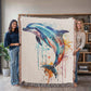 Tidewater Woven Blanket – Watercolor Dolphin in Motion