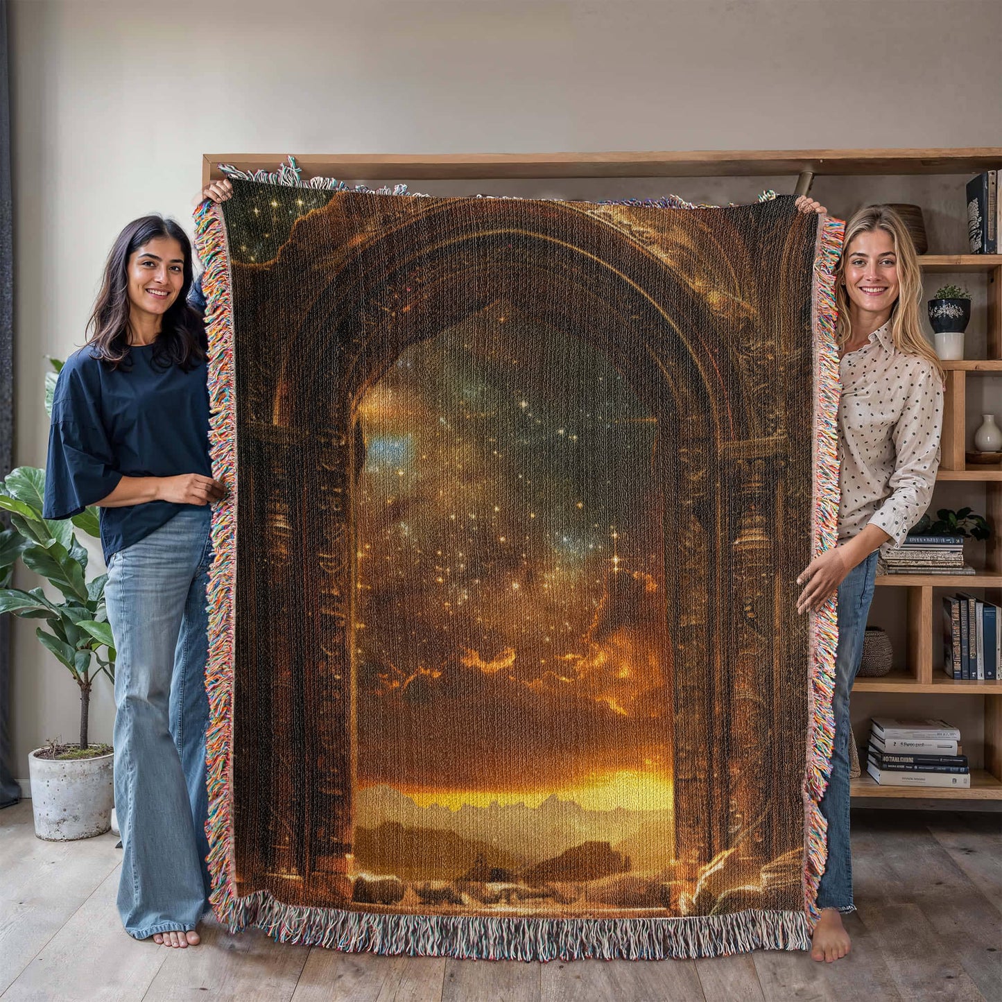 Starlit Gateway Mystical Blanket – Woven Celestial Portal Throw | Fantasy Decor by Lace & Grit