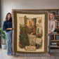 Red Fox Woven Throw Blanket | Woodland Animal Decor | Cotton Tapestry Throw | Naturalist Journal Gift