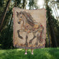 Beaded Spirit Horse Woven Blanket – Boho Western Home Decor