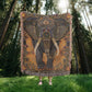 Boho Elephant Woven Blanket – Beaded-Inspired Tapestry with Tribal Floral Accents
