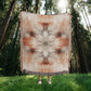 Red Earth Ritual Woven Blanket – Mystical Boho Sunburst Throw