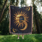 Embossed Sun & Moon Blanket – Celestial Woven Throw | Cosmic Boho Decor by Lace & Grit