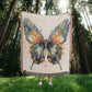 Metamorph Woven Blanket – Watercolor Butterfly in Motion
