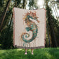 Cindertide Woven Blanket – Watercolor Seahorse with Drip Effect