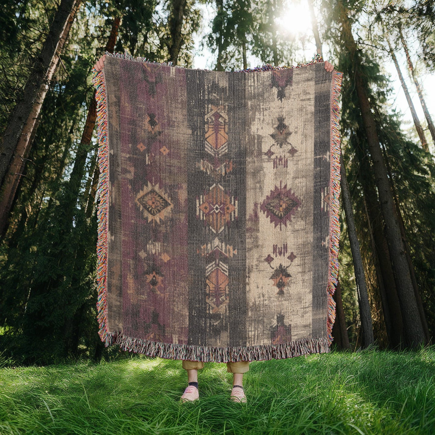 Shadow Mesa Woven Blanket – Tribal Southwest Boho Throw