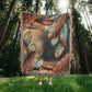Embossed Feather Blanket – Boho-Inspired Woven Throw | Copper & Teal Artistic Decor by Lace & Grit