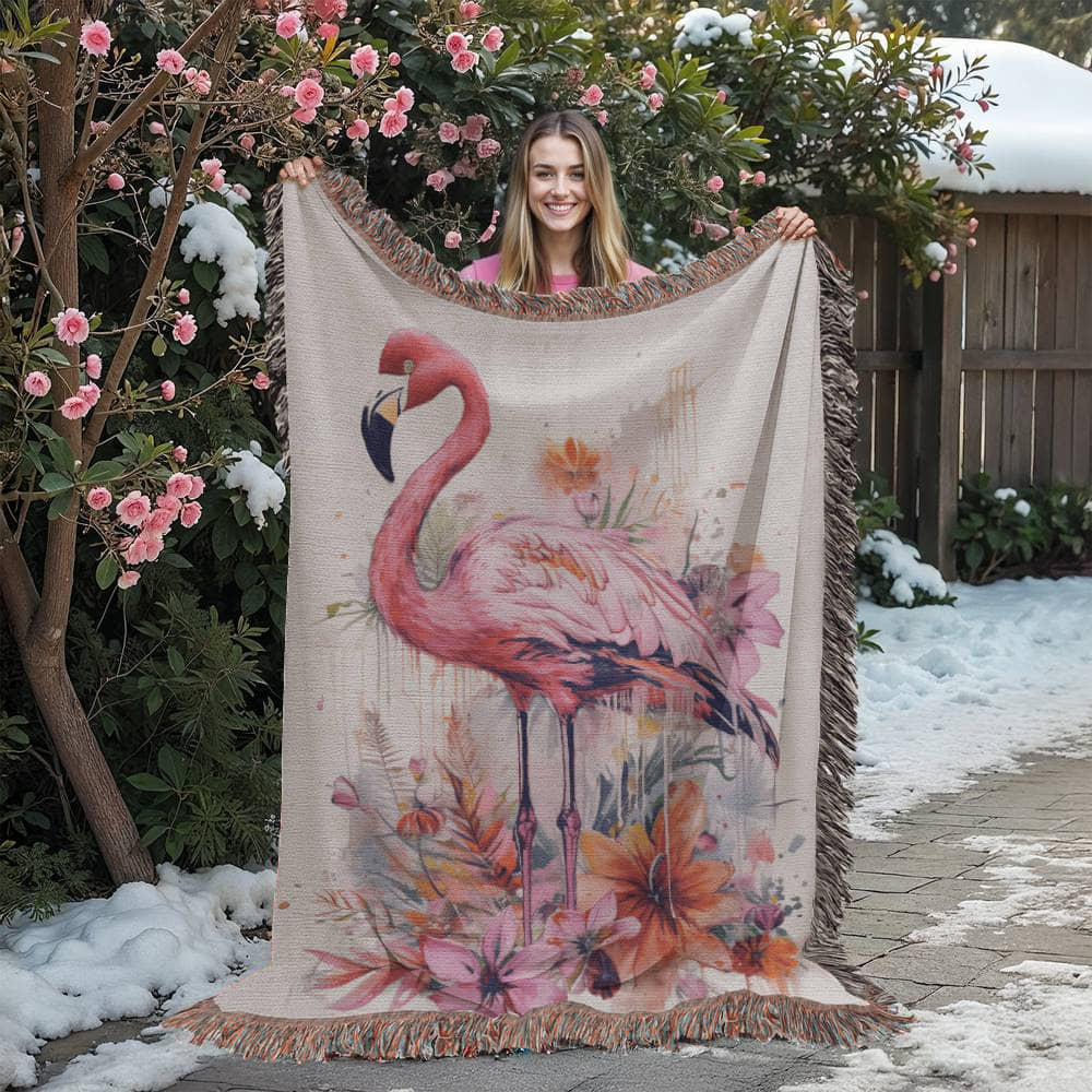 Woven heirloom blanket with colorful boho design