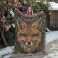 Boho Beaded Fox Blanket – Intricate Woven Art with Forest Green Background | Rustic Animal Decor Throw