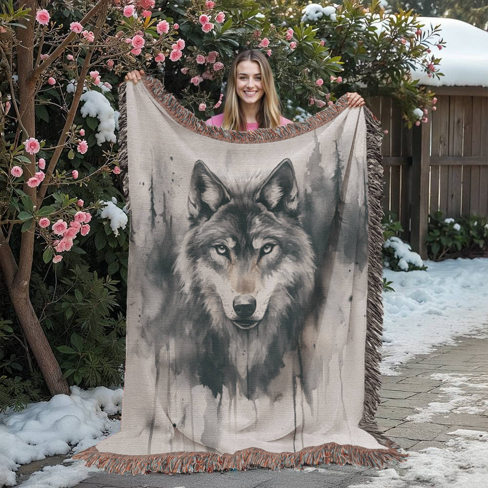 Woven heirloom blanket with colorful boho design