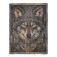 Boho Tribal Wolf Woven Blanket – Tribal Head Design in Earthy Tones | Mystical Boho Lodge Decor