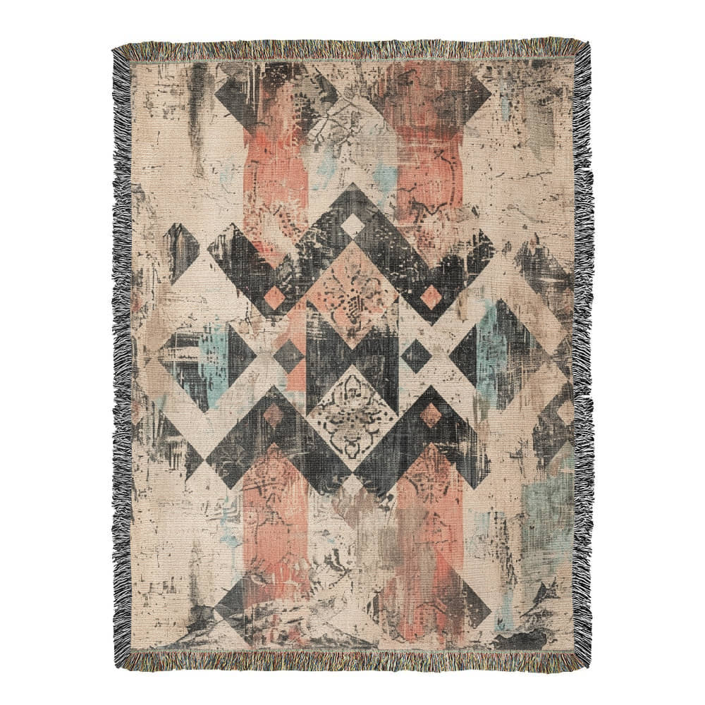 Faded Frontier Woven Blanket – Global Boho Abstract Throw
