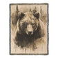 Forest Watcher Woven Blanket – Watercolor Bear in Woodland Mist