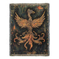 Emberborn Phoenix Blanket – Woven Mystical Firebird Emblem | Fantasy Artifact Decor by Lace & Grit