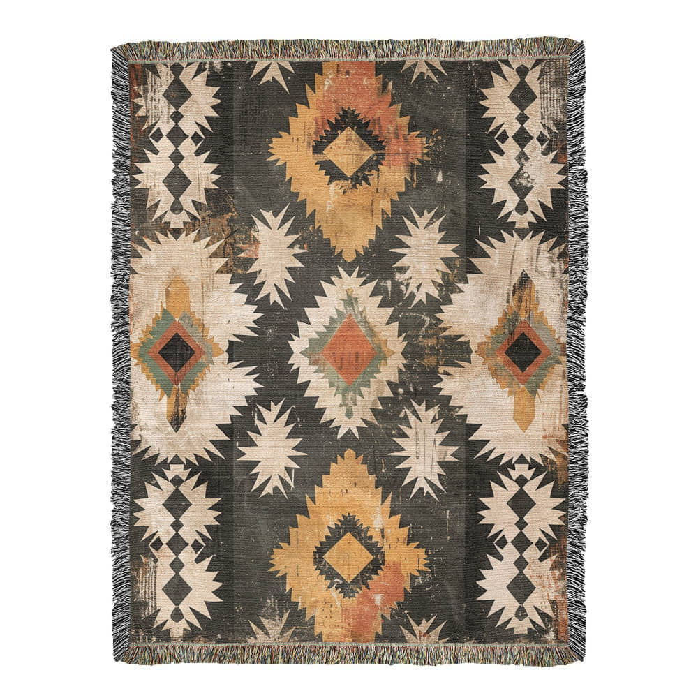 Canyon Ember Woven Blanket – Rustic Tribal Heritage Throw