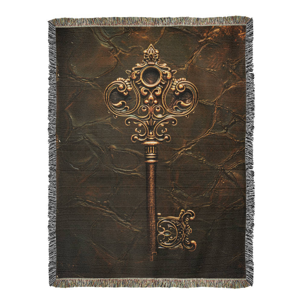 Beaded Look Mystic Key Blanket – Woven Celestial Key of Destiny Throw | Fantasy Decor by Lace & Grit