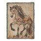 Beaded Spirit Horse Woven Blanket – Boho Western Home Decor